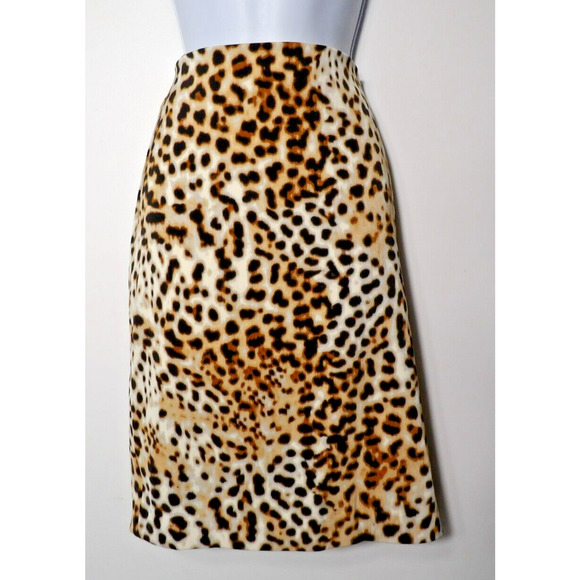 Worthington Petites Pencil Skirt 12P Leopard Cheetah Print Lined Career Modest - Picture 1 of 14